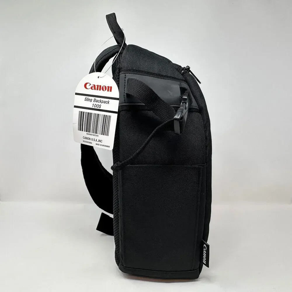 New Canon Sling Backpack 100S Black Padded Camera Bag Compact Adjustable Strap